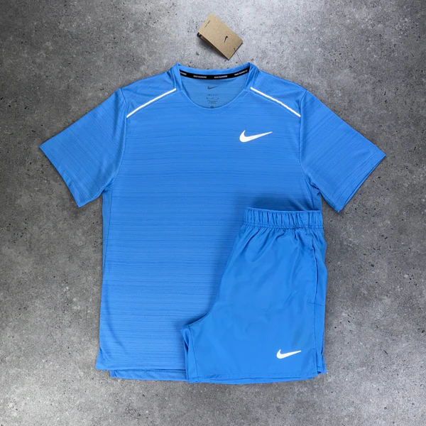 Nike Miler T shirt & Shorts Set Blue
