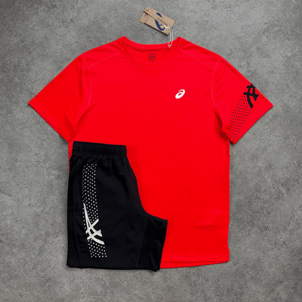 Asics Icon T shirt & Shorts Set Red